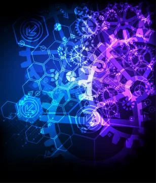 Abstract technological background with various technological elements イラスト素材