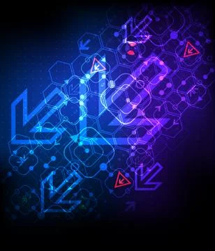 Abstract technological background with various technological elements Stock Illustration