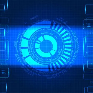 Abstract technological background with various technological elements Illustrazione stock