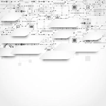 Abstract technological background with various technological elements Illustrazione stock