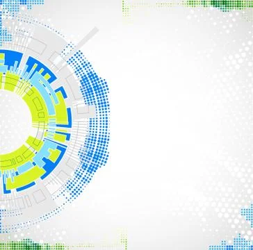 Abstract technological background with various technological elements. Stockillustratie