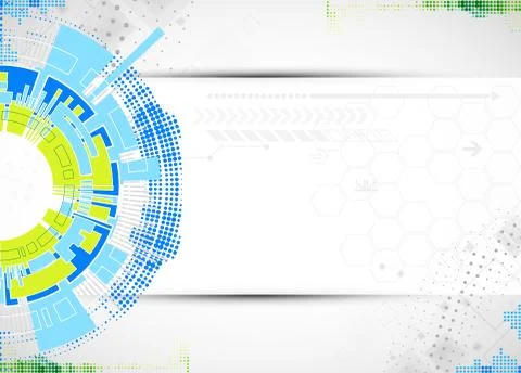 Abstract technological background with various technological elements. Stock Illustration
