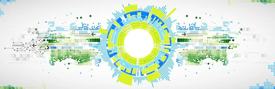 Abstract technological background with various technological elements. Stockillustratie