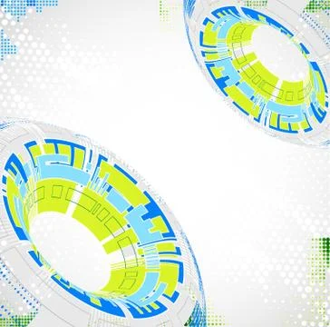 Abstract technological background with various technological elements. 스톡 일러스트