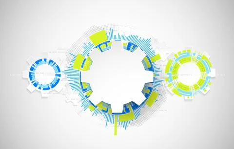 Abstract technological background with various technological elements. Stock Illustration