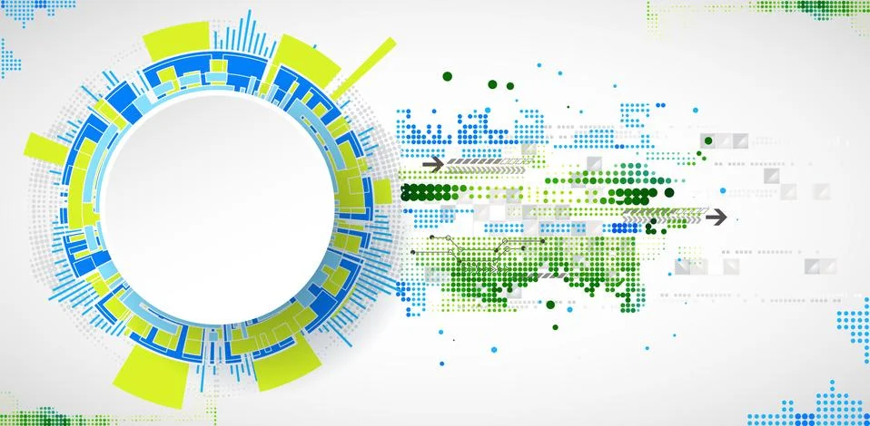 Abstract technological background with various technological elements. Stock Illustration