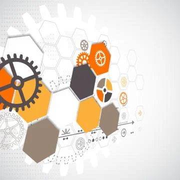 Abstract technological background with various technological elements Illustrazione stock