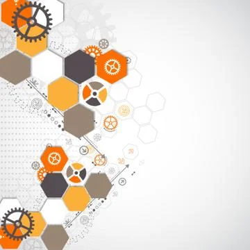 Abstract technological background with various technological elements Illustrazione stock