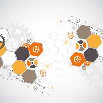 Abstract technological background with various technological elements Stock Illustration