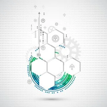 Abstract technological background with various technological elements イラスト素材
