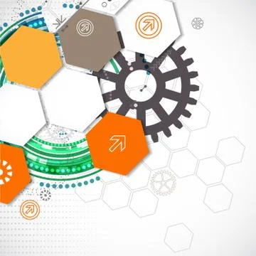 Abstract technological background with various technological elements Stock Illustration