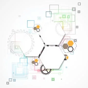 Abstract technological background with various technological elements イラスト素材