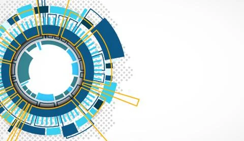 Abstract technological background with various technological elements. Stock Illustration