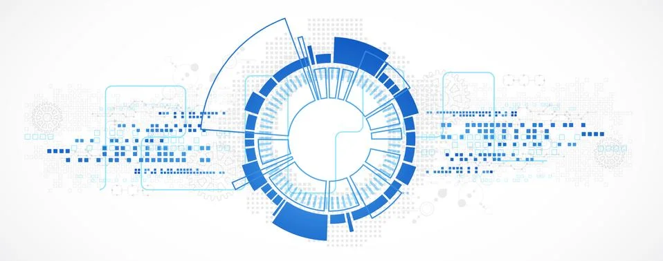 Abstract technological background with various technological elements. 库存插图