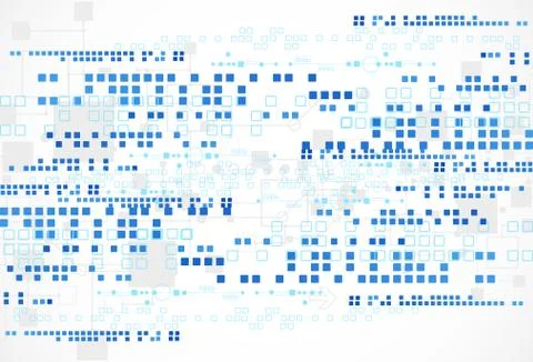 Abstract technological background with various technological elements. Illustrazione stock