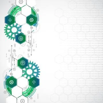 Abstract technological background with various technological elements Stock Illustration