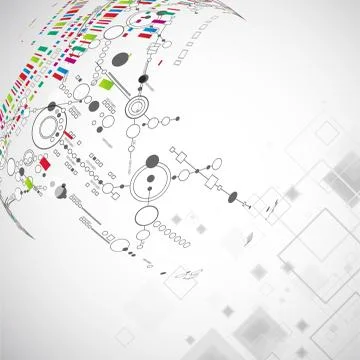 Abstract technological background with various technological elements 스톡 일러스트