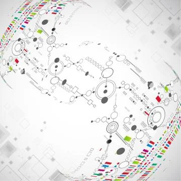 Abstract technological background with various technological elements 스톡 일러스트