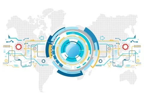 Abstract technological background with various technological elements. Stru.. Stock Illustration