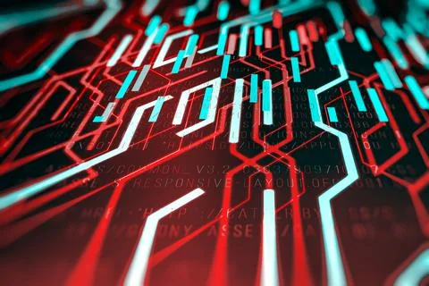 Abstract technological background in vibrant colors with a digital code. Stock Photos