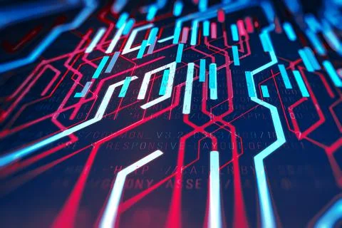 Abstract technological background in vibrant colors with a digital code. Stock-Fotos