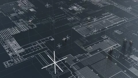 Abstract technological background with white lines Stock Illustration