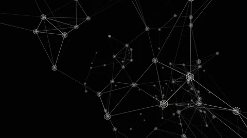 Abstract technological black and white background. The effect of the plexus. Vídeos de archivo 124650301