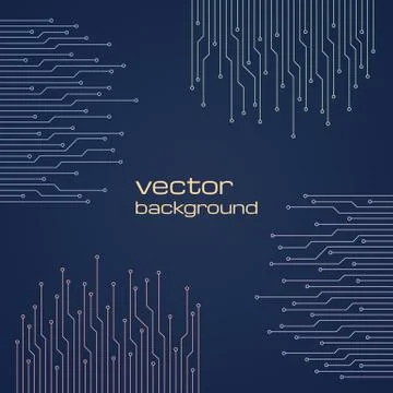 Abstract technological blue background with elements of the microchip Stock Illustration