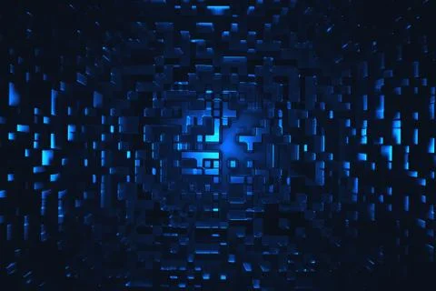 Abstract technological blue cubes background. Stock Photos
