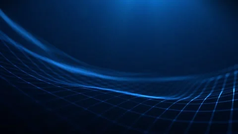 Abstract technological blue wave space. Flowing blue digital grid landscape.. Video stock 333212883