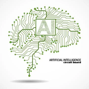 Abstract technological brain with Artificial Intelligence. Circuit board brai Stock Illustration