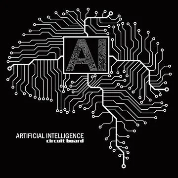 Abstract technological brain with Artificial Intelligence. Circuit board brai Stock Illustration