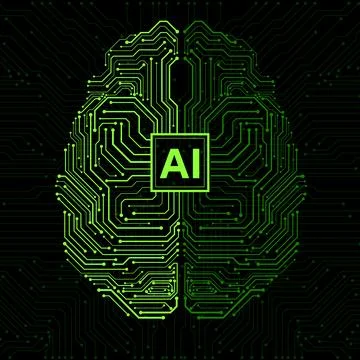 Abstract technological brain with Artificial Intelligence. Circuit board br.. Stock Illustration