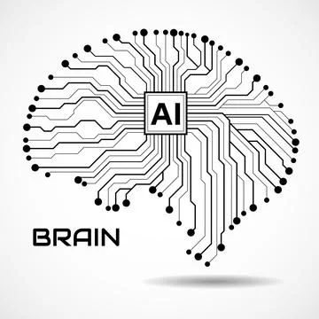 Abstract technological brain with Artificial Intelligence. Circuit board. Vec 스톡 일러스트