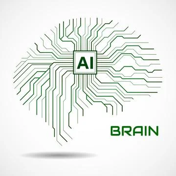Abstract technological brain with Artificial Intelligence. Circuit board. V.. 스톡 일러스트
