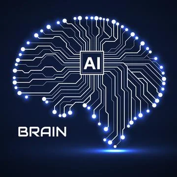 Abstract technological brain with Artificial Intelligence. Circuit board. Vec 스톡 일러스트