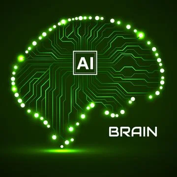 Abstract technological brain with Artificial Intelligence. Circuit board. Vec 스톡 일러스트