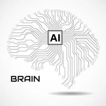 Abstract technological brain with Artificial Intelligence. Circuit board. V.. 스톡 일러스트