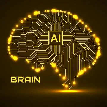 Abstract technological brain with Artificial Intelligence. Circuit board. V.. Stock Illustration