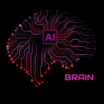 Abstract technological brain with Artificial Intelligence. Circuit board. V.. Stock Illustration