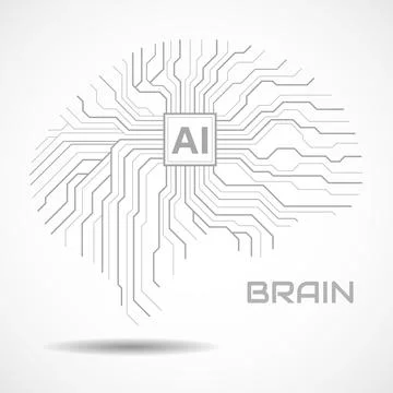 Abstract technological brain with Artificial Intelligence. Circuit board. V.. Stock Illustration
