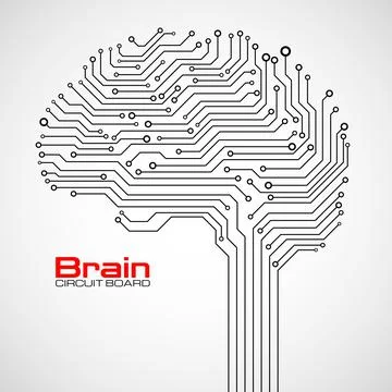 Abstract technological brain with circuit board. Vector illustration Illustrazione stock