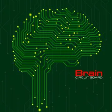 Abstract technological brain with circuit board. Vector illustration Illustrazione stock