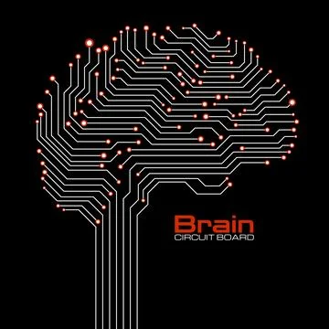 Abstract technological brain with circuit board. Vector illustration Stock Illustration