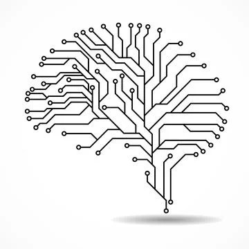 Abstract technological brain. Circuit board. Vector illustration Stock Illustration