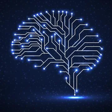 Abstract technological brain. Circuit board. Vector illustration Stock Illustration
