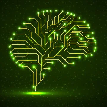 Abstract technological brain. Circuit board. Vector illustration Stock Illustration
