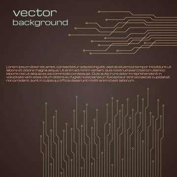 Abstract technological brown background with elements of the microchip. Illustrazione stock
