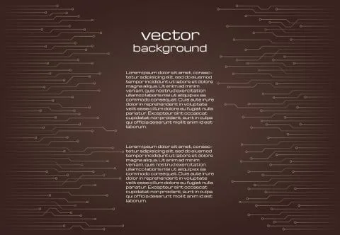 Abstract technological brown background with elements of the microchip Illustrazione stock