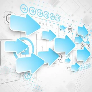 Abstract technological business background with blue arrows 스톡 일러스트